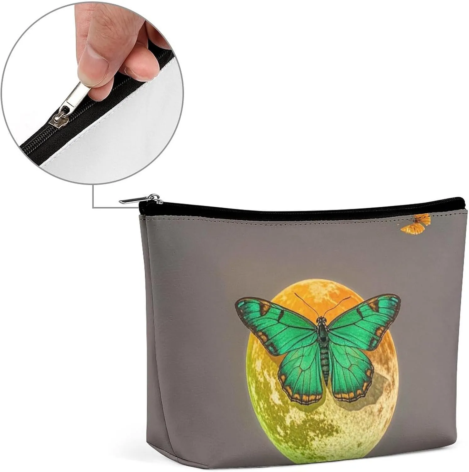 Large Capacity Cosmetic Bag Waterproof Cosmetic Organizer Sun And Moon Green Moth Cosmetic Accessories Organizer for Women/girl