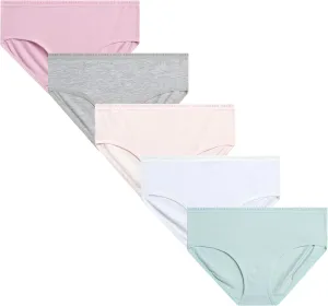 Laura Ashley Girls Underwear Briefs - 5 Pack Soft Comfort Stretch Breathable Cotton Underwear Panties for Girls (Sizes:4-12)