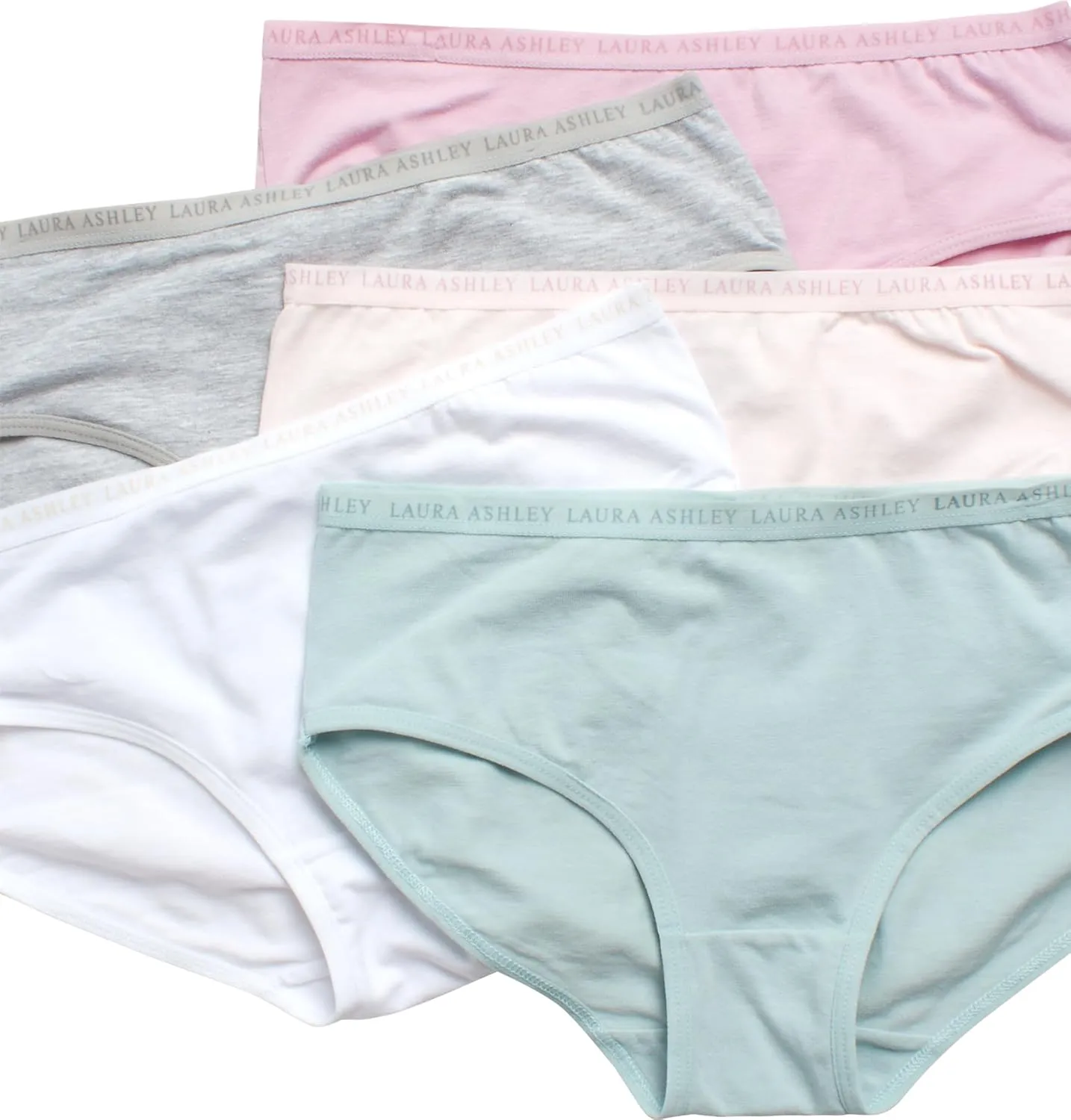 Laura Ashley Girls Underwear Briefs - 5 Pack Soft Comfort Stretch Breathable Cotton Underwear Panties for Girls (Sizes:4-12)