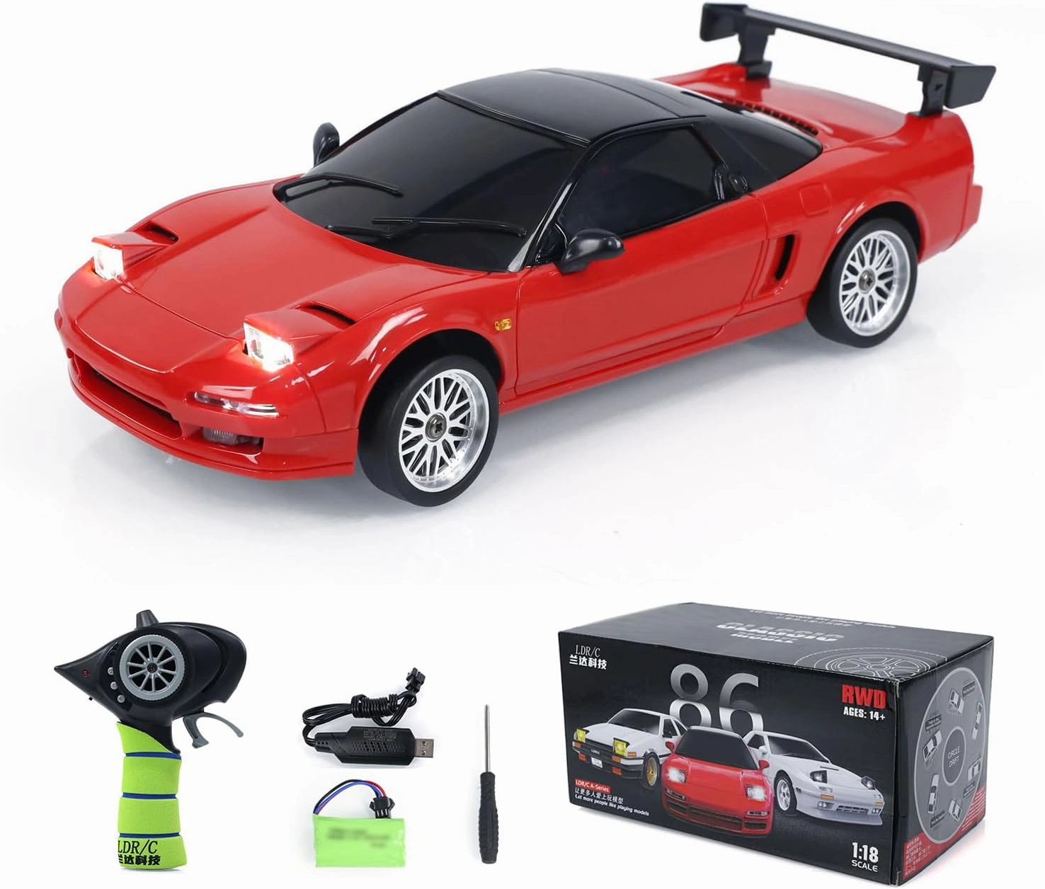 LDRC LD1803 2WD RC Drift Car 1:18 Wireless Control Racing Vehicles Gyroscope Light System Motor Servo ESC