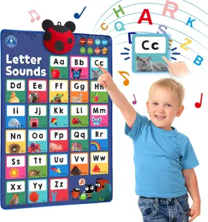 LEARNING BUGS Press to Learn Phonics, Interactive Letters and Sounds Talking Poster, Preschool & Kindergarten Learn to Read, Ages 3 
