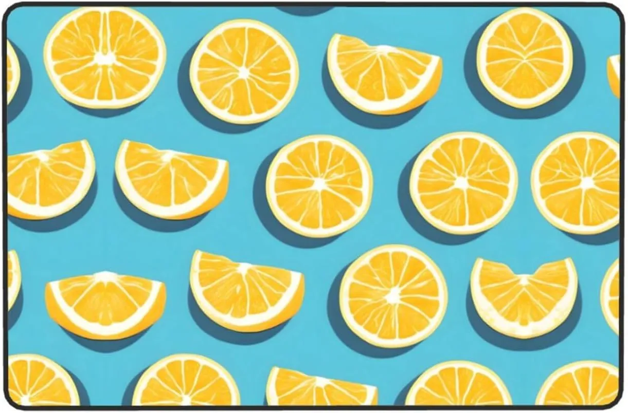 Lemon Wedges Printing Anti-Slip Floor mat Carpet Rug 72"x48" for Living Room Office Coffee Table Bed Balcony
