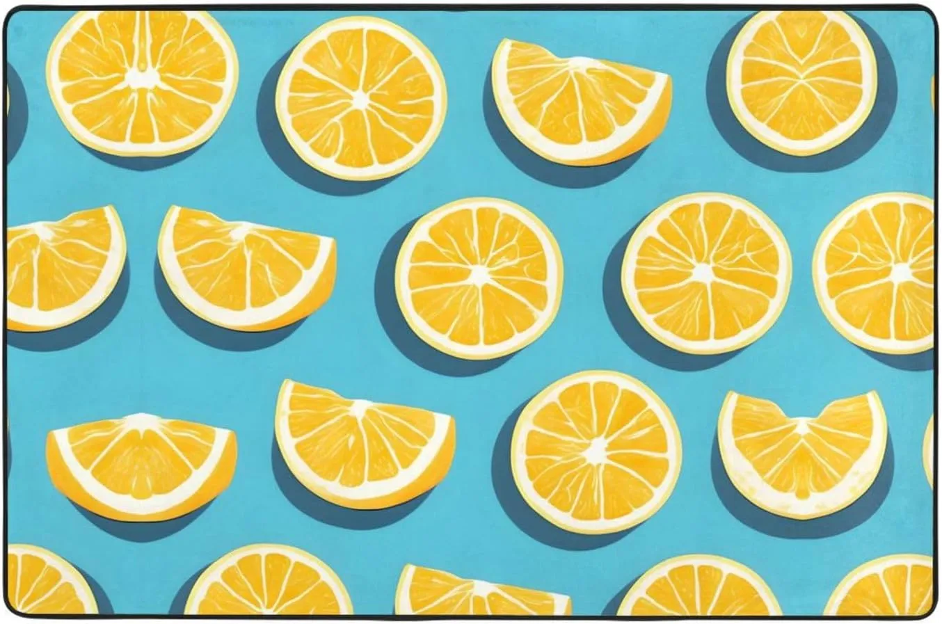 Lemon Wedges Printing Anti-Slip Floor mat Carpet Rug 72"x48" for Living Room Office Coffee Table Bed Balcony