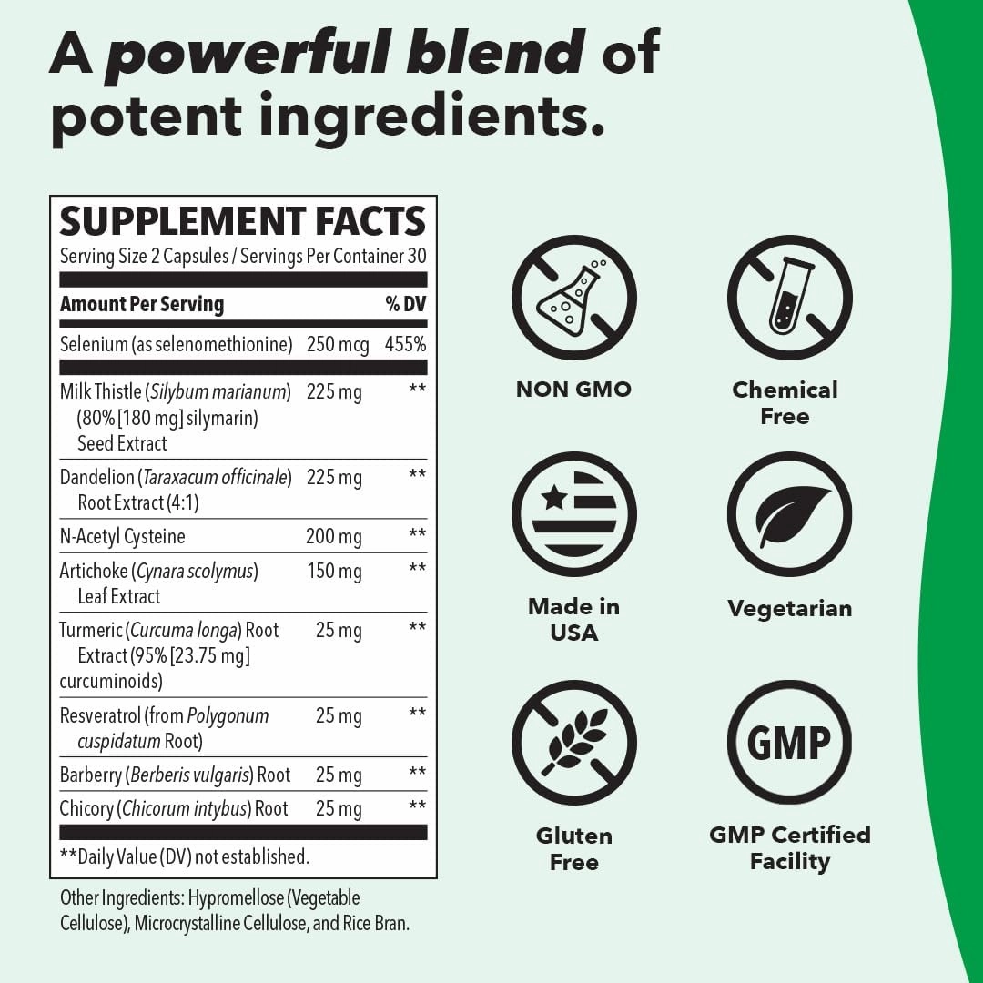 LifeSeasons Puri-T - Liver Cleanse & Detox Support Supplement - Resveratrol, N-Acetyl Cysteine, Milk Thistle, Artichoke & Turmeric - Supports Tissue Regeneration & Healthy Bile Flow - 60 Capsules