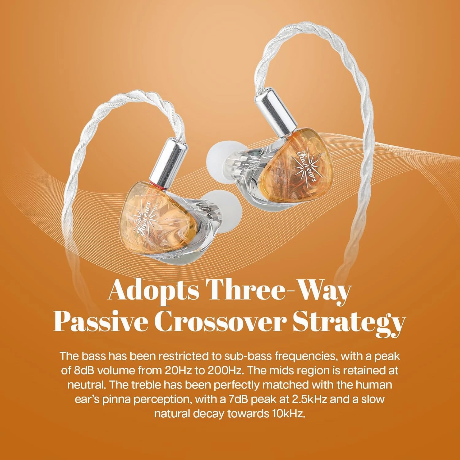 Linsoul Kiwi Ears Orchestra Lite Performance Custom 8BA in-Ear Monitor IEM with Detachable 4-core 7N Oxygen-Free Copper OFC Cable, Handcrafts Faceplate for Audiophile Studio Musician (Orange)