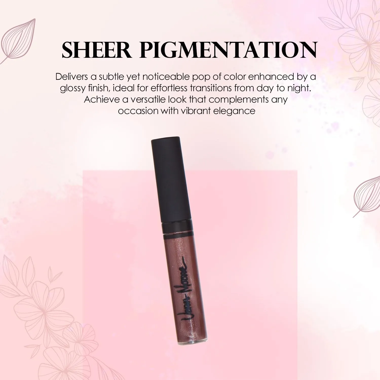 Lip Gloss, Moisturizing Lip Color with Shimmer for Long Lasting Shine, Lightweight Lip Stain, Girls Non-Sticky Lip Gloss with Aloe Vera, W/Vitamin C, E (Chocolate)