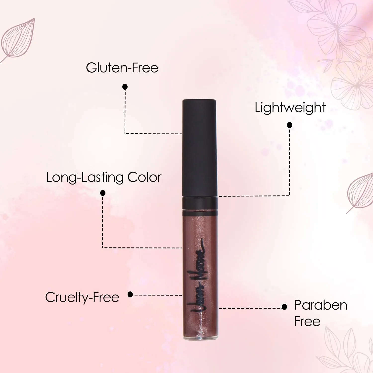 Lip Gloss, Moisturizing Lip Color with Shimmer for Long Lasting Shine, Lightweight Lip Stain, Girls Non-Sticky Lip Gloss with Aloe Vera, W/Vitamin C, E (Chocolate)