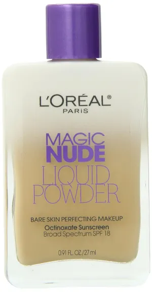 L’Oréal Paris Magic Nude Liquid Powder Bare Skin Perfecting Makeup SPF 18, Nude Beige, 0.91 Ounces
