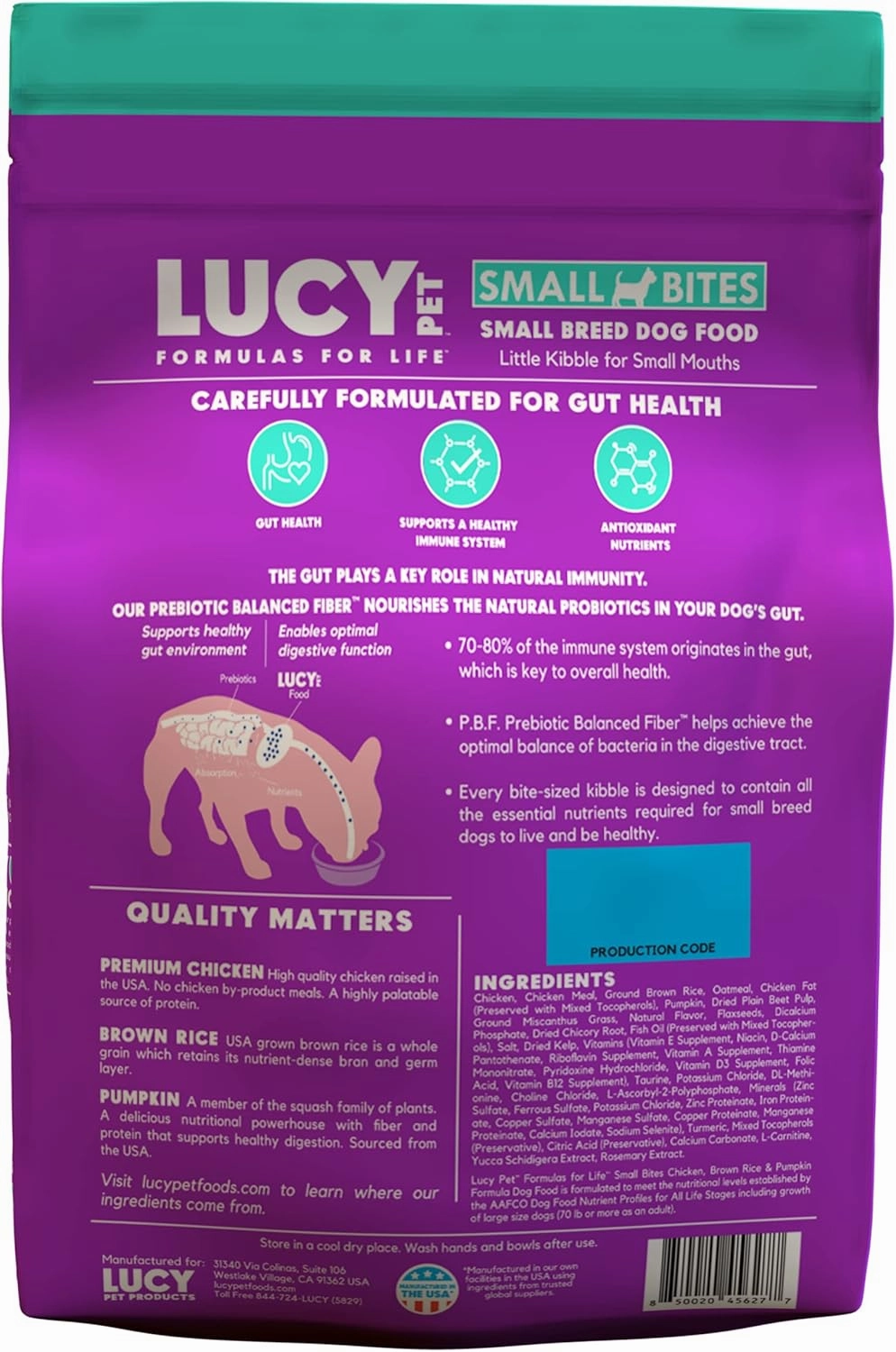Lucy Pet Products Chicken, Brown Rice & Pumpkin LID Small Bites Dog Food 4.5lb