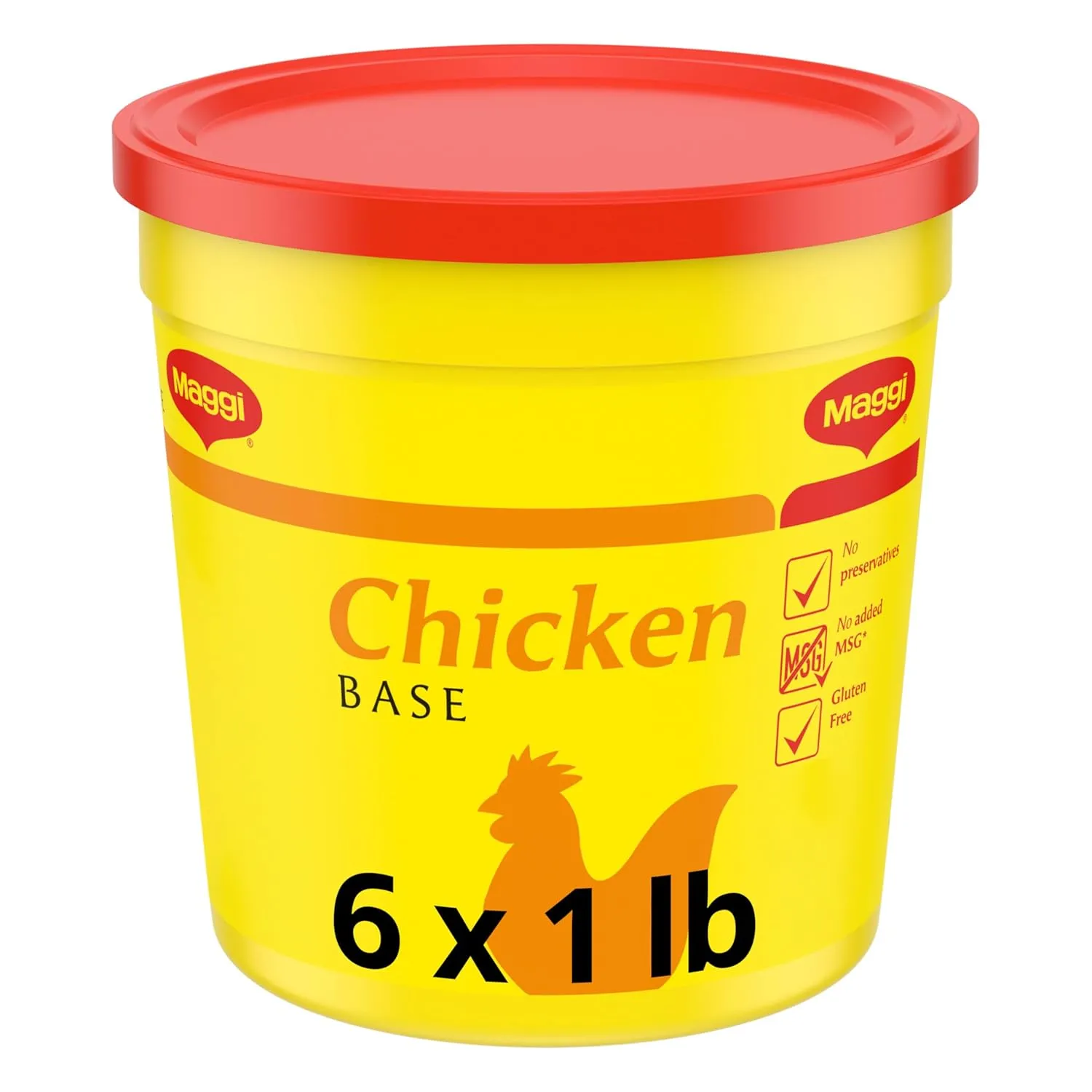 Maggi Chicken Base, Stock and Bouillon, Gluten Free, No MSG, Bulk 1 lb Tub (Pack of 6)
