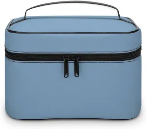 Makeup Bag, Dusty Blue Solid Color Travel Cosmetic Bag Makeup Organizer Case Large Capacity Portable Zipper Toiletry Bag for Women
