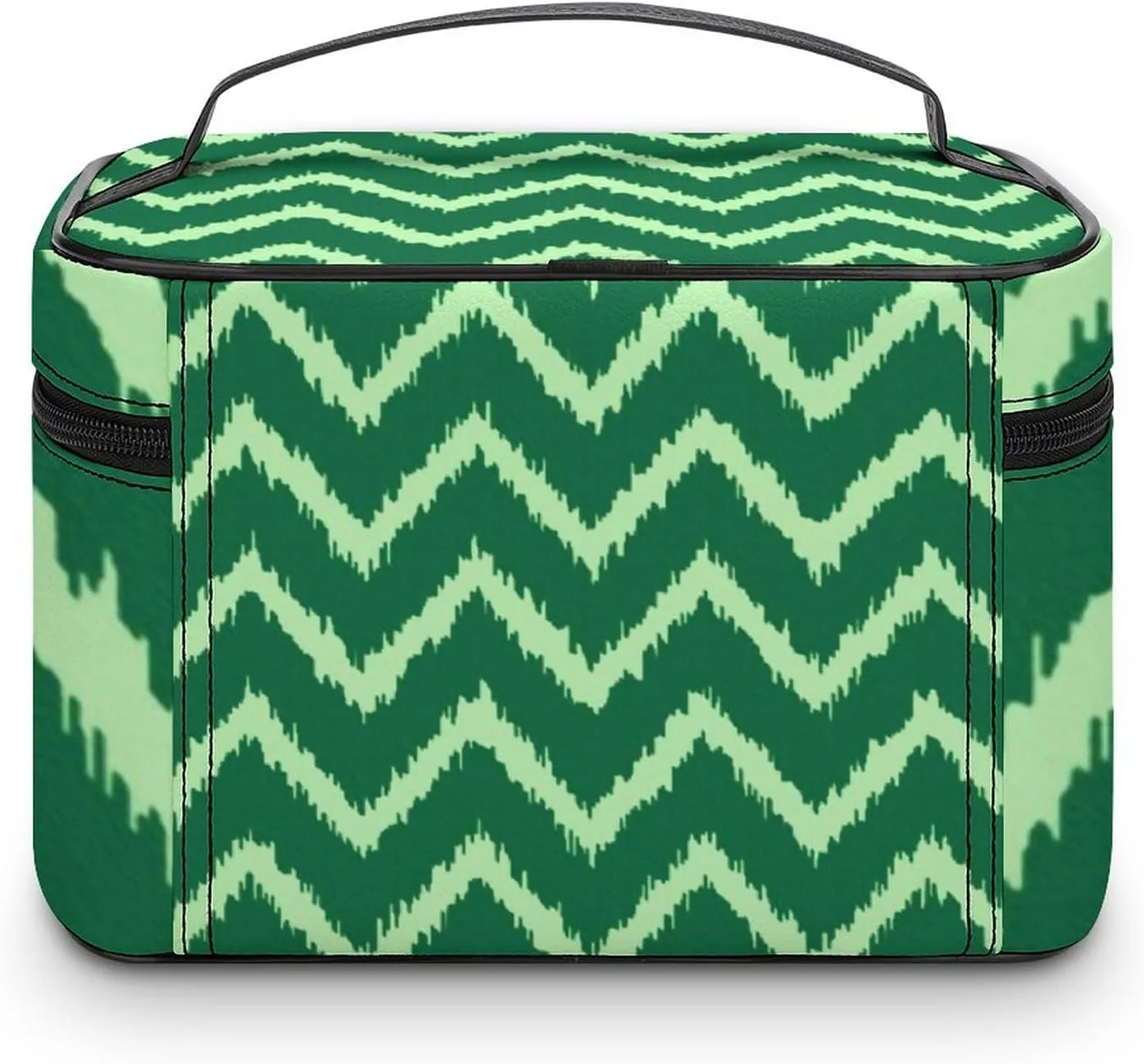 Makeup Bag, Modern Chevrons Light Green Travel Cosmetic Bag Makeup Organizer Case Large Capacity Portable Zipper Toiletry Bag for Women