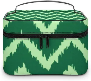 Makeup Bag, Modern Chevrons Light Green Travel Cosmetic Bag Makeup Organizer Case Large Capacity Portable Zipper Toiletry Bag for Women