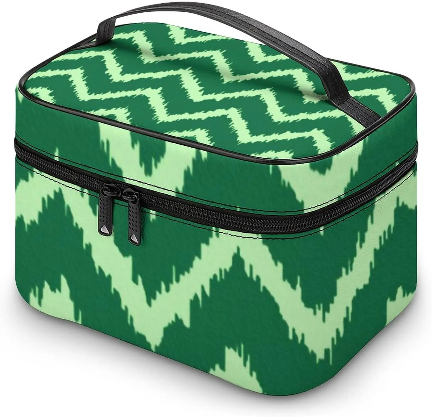 Makeup Bag, Modern Chevrons Light Green Travel Cosmetic Bag Makeup Organizer Case Large Capacity Portable Zipper Toiletry Bag for Women