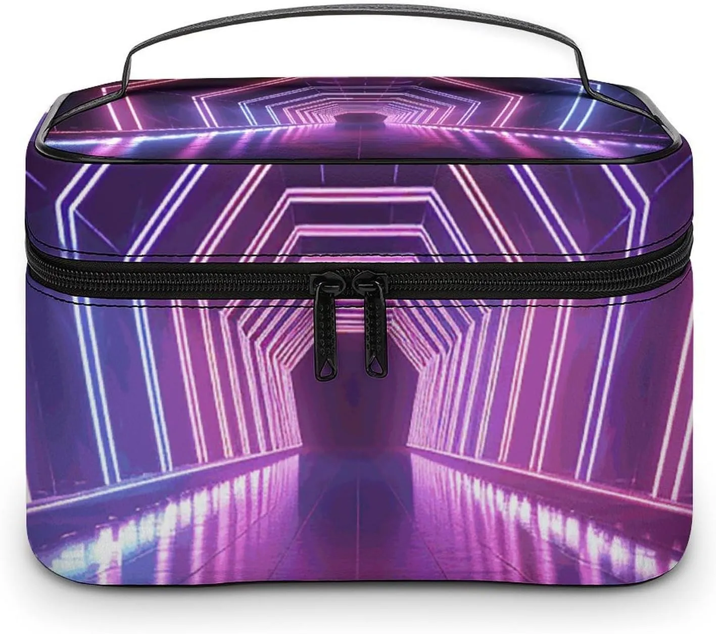 Makeup Bag Travel Cosmetic Bag for Women Neon Lights Tunnel Makeup Pouch for Purse Large Makeup Organizer Case Receiving Bag