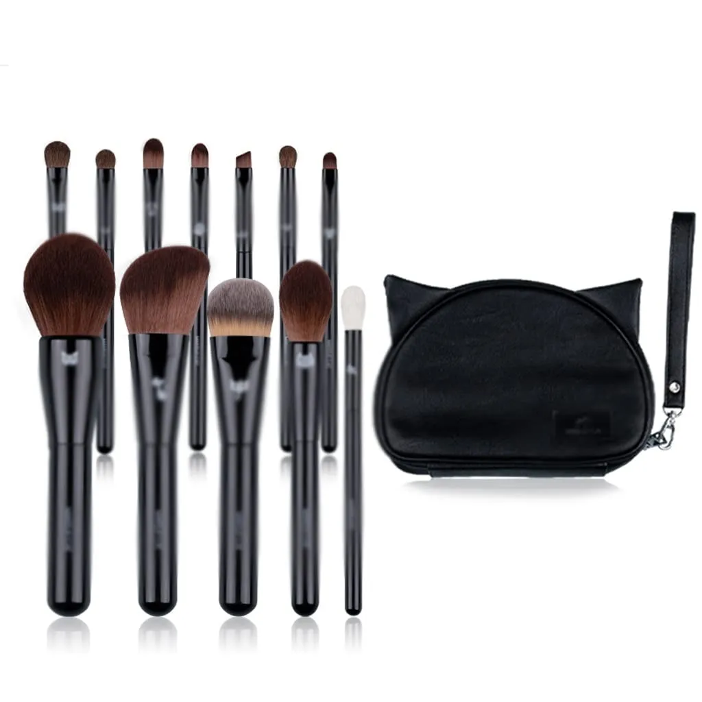 Makeup Brush 12Pcs Soft Brushes Portalbe Bag-Synthetic Goat Hourse Hair Brushes Beauty Tool Make Up Pen