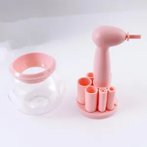Makeup Brush Cleaner and Dryer with 8 Brush Collars, Wash and Dry in Seconds, Automatic Spinning Battery Powered Powerful Cosmetic Make Up Brushes Cleaning Tool,Pink
