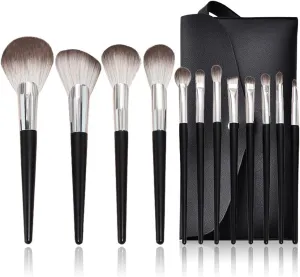 Makeup Brush Set 12 Pieces of Black Silver Brush Powder Eye Shadow Brush Multi-Function Beauty Tools