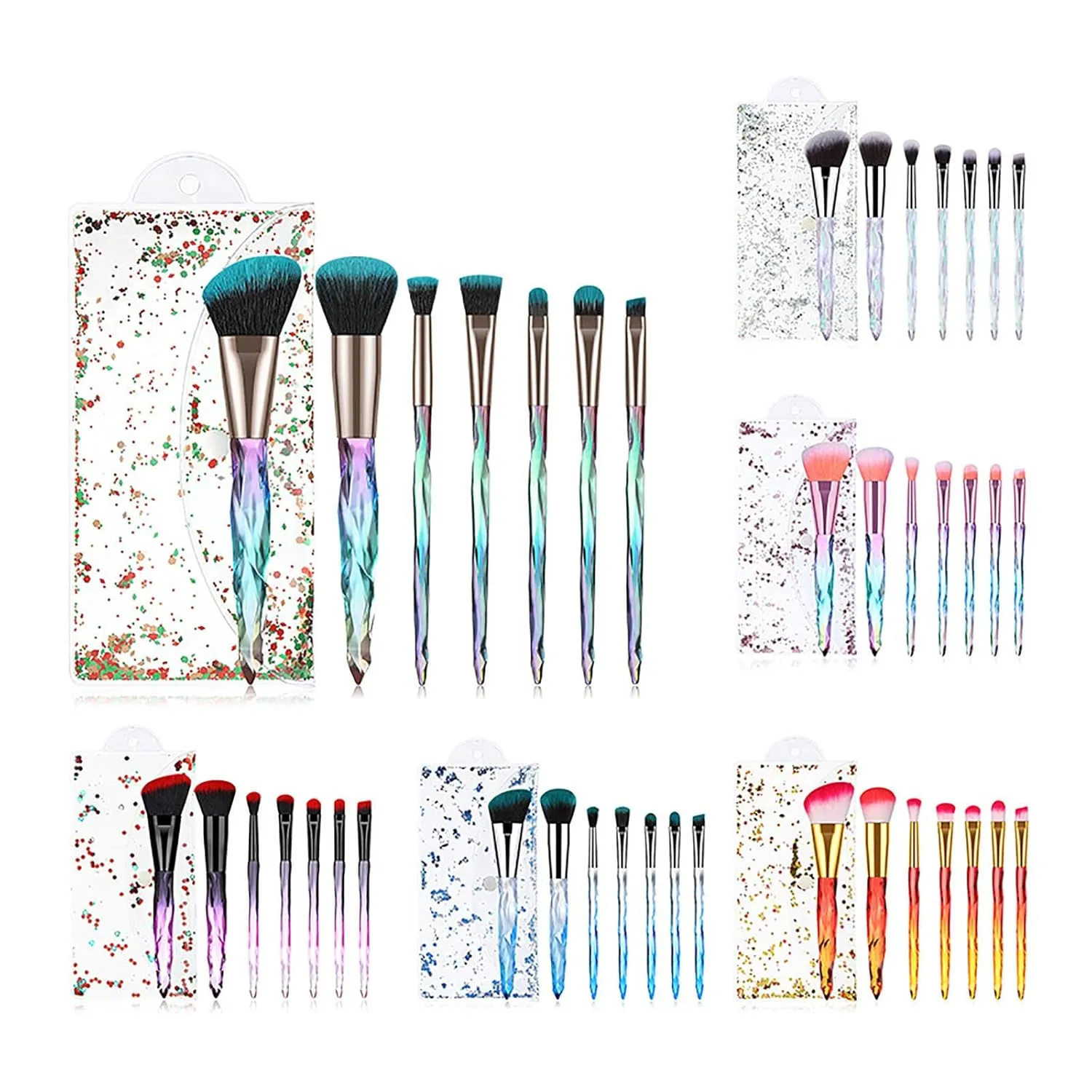 Makeup Brushes Premium Synthetic Concealers Foundation Powder Eye Shadows Makeup Brushes Cosmetic Eyebrow Eyeshadow Powder Brush Lip Makeup Brushes Double Ended Makeup Brush(E,One Size)