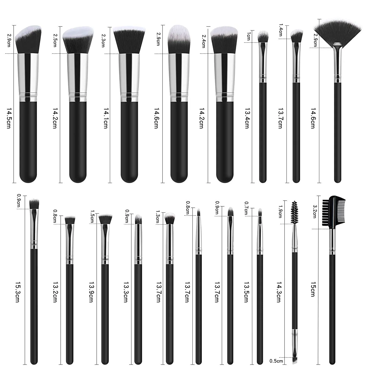 Makeup Brushes Set 18Pcs Premium Synthetic Foundation Brush for Liquid Makeup Brush Professional Make Up Brush Set Black