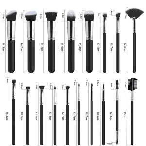 Makeup Brushes Set 18Pcs Premium Synthetic Foundation Brush for Liquid Makeup Brush Professional Make Up Brush Set Black