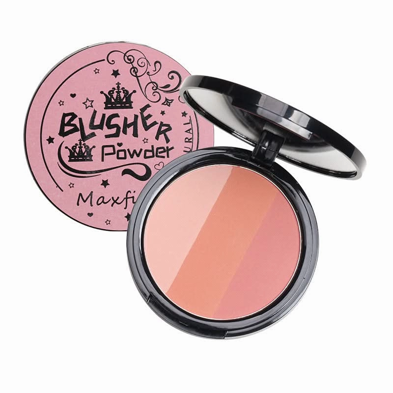 Maxfine 3-Color Rose Blush Palette – Soft Matte Finish & Long-Lasting