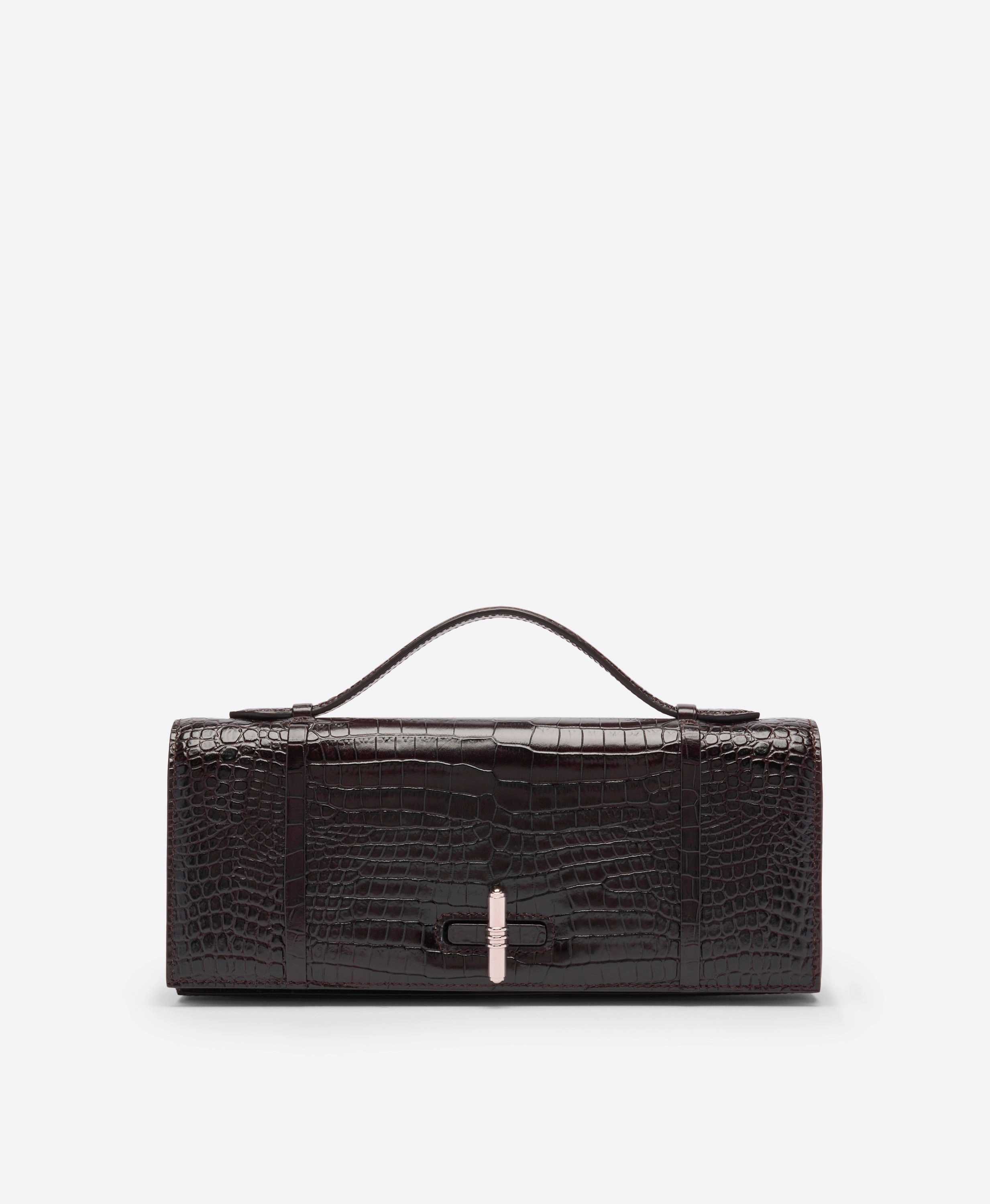 May Dark Brown Embossed Leather Clutch Bag