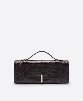 May Dark Brown Embossed Leather Clutch Bag