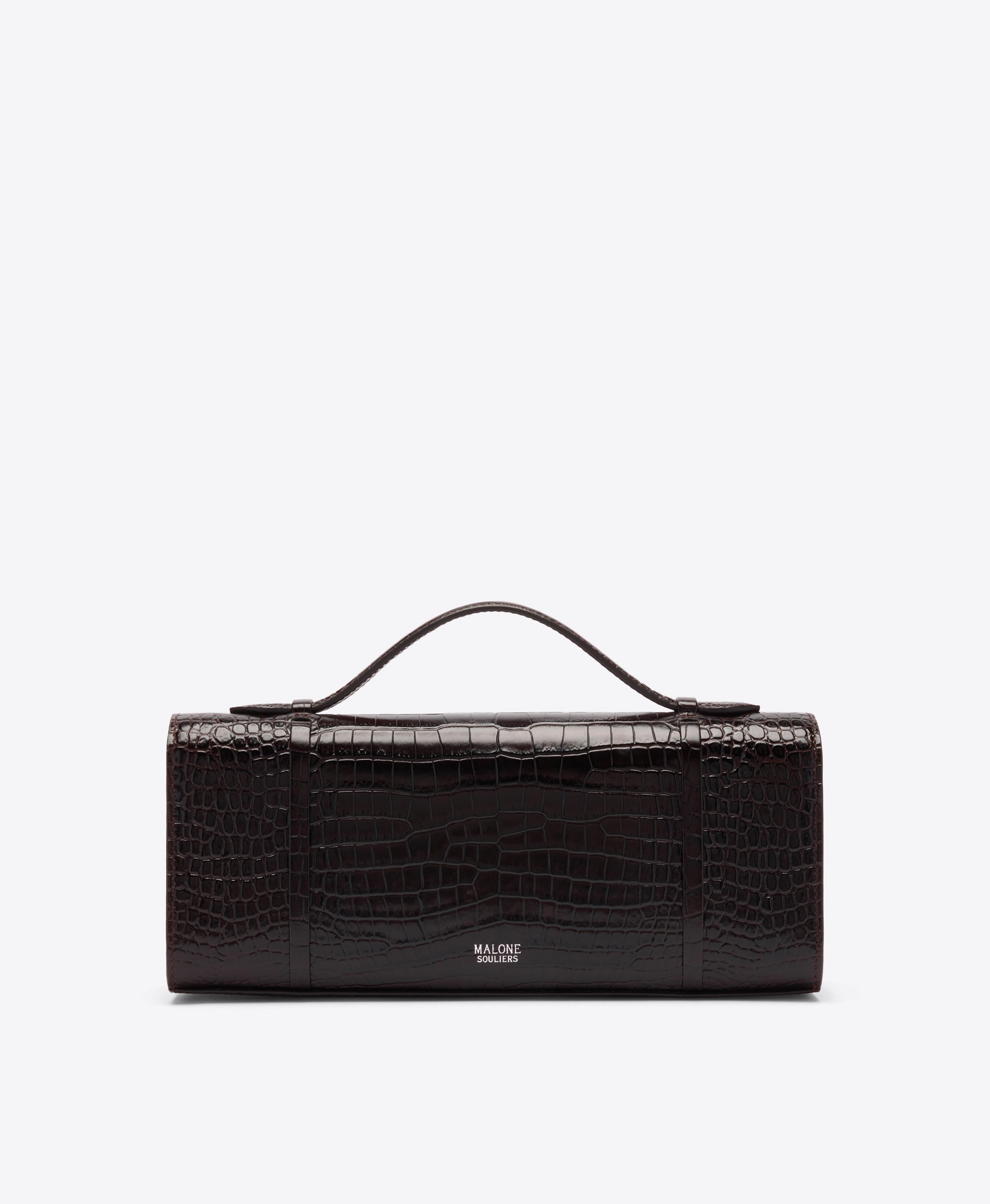 May Dark Brown Embossed Leather Clutch Bag