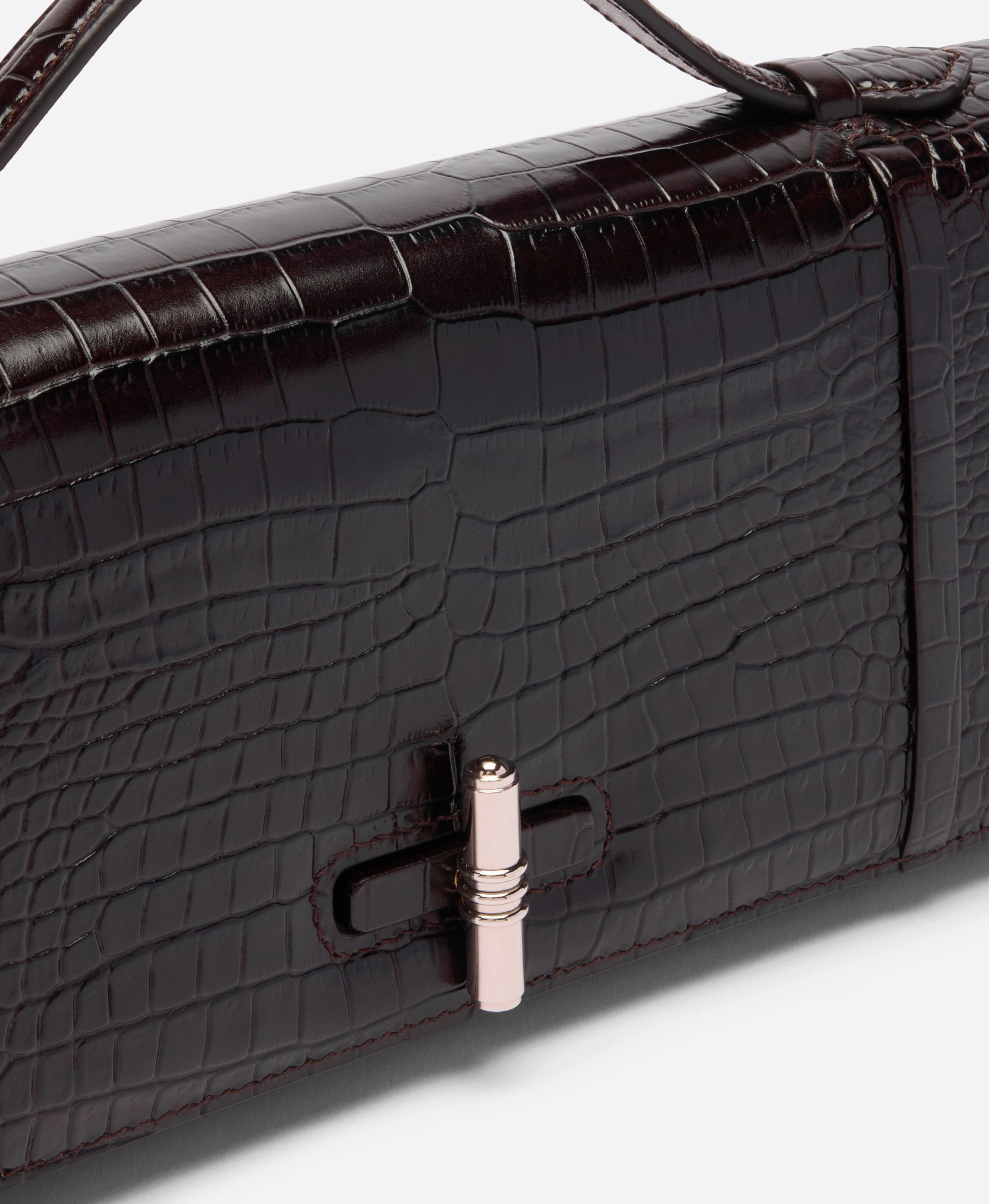 May Dark Brown Embossed Leather Clutch Bag