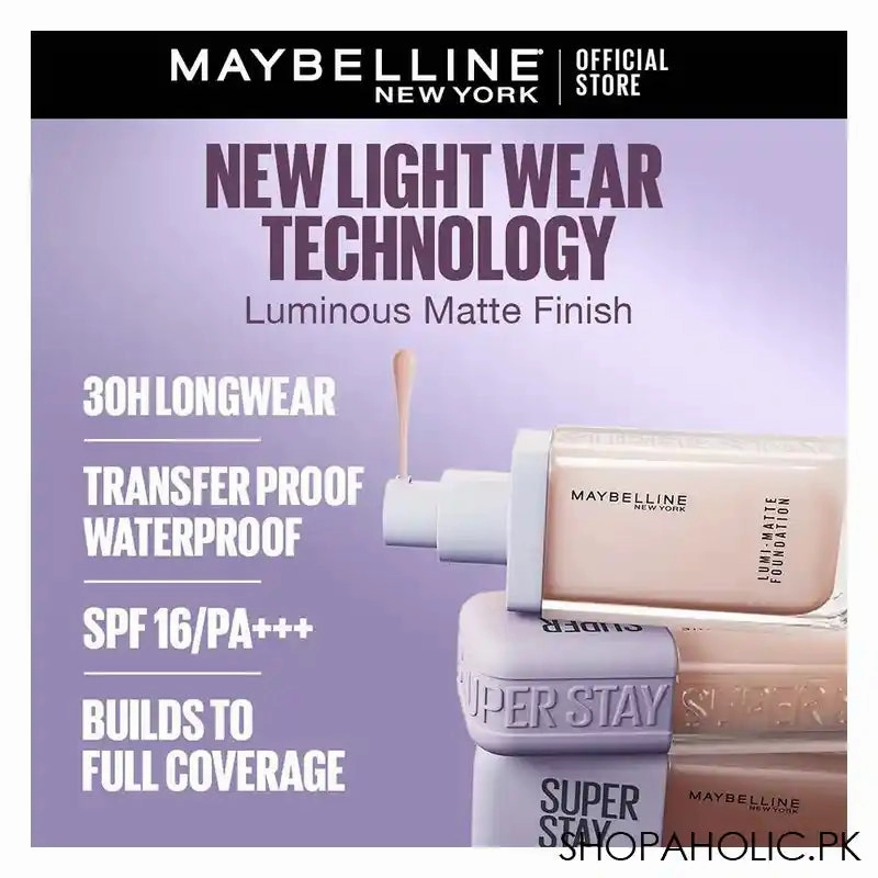 Maybelline Superstay Lumi Matte Liquid Foundation With SPF-16, 30H Weightless Longwear, 30ml, 128