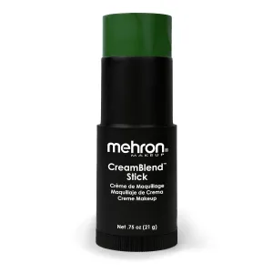 Mehron Makeup CreamBlend Stick | Face Paint, Body Paint, & Foundation Cream Makeup | Perfect for Halloween .75 oz (21 g) (Green)