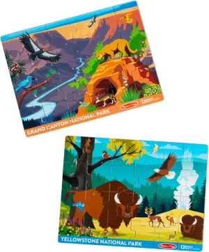 Melissa & Doug National Parks Yellowstone & Grand Canyon 24pc Jigsaw Puzzle Bundle for Boys and Girls Ages 3 