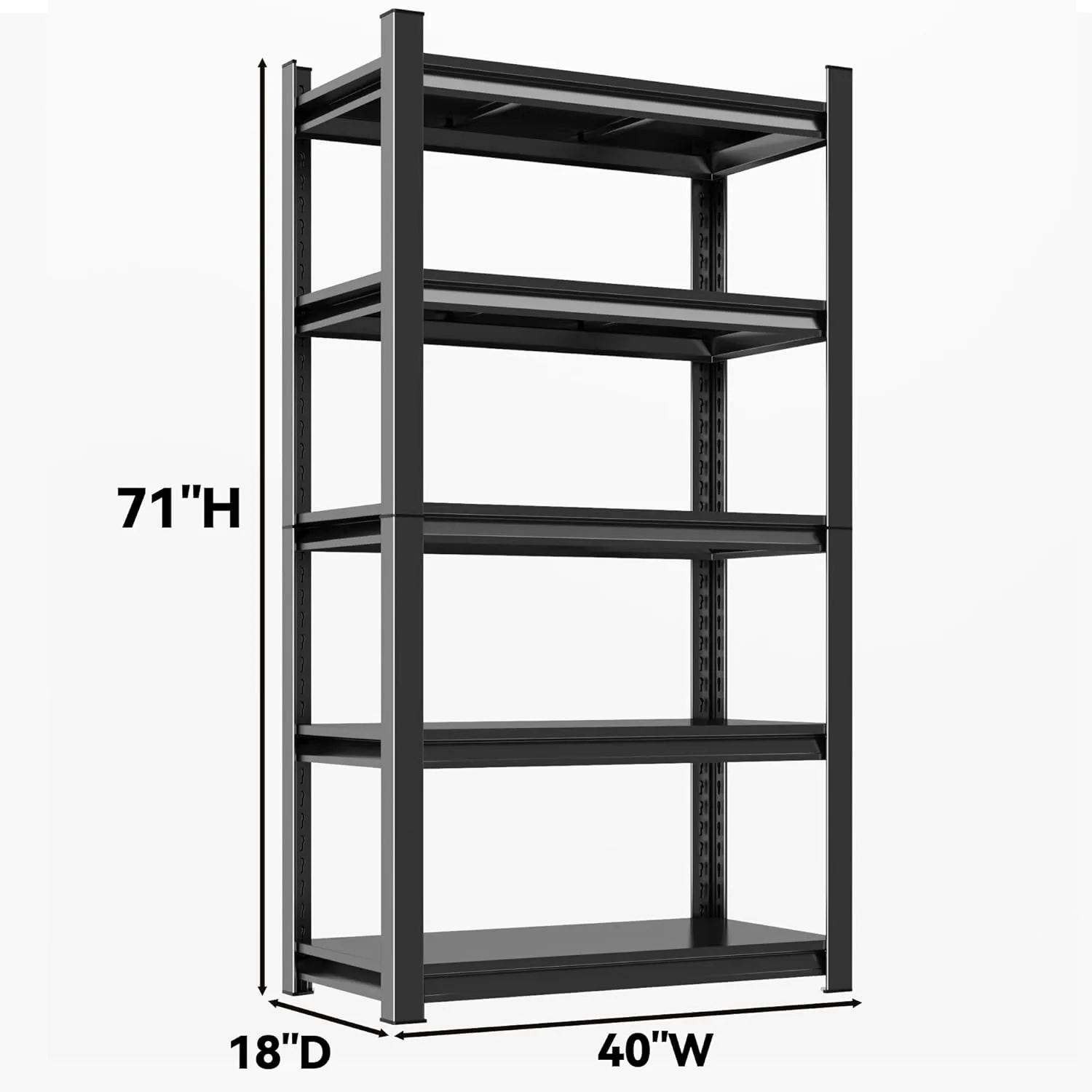 Metal Garage Shelving Unit - Space-Saving Adjustable Steel Storage Rack, Black Easy-to-Clean Industrial Shelves for Tools/Equipment, Quick Setup