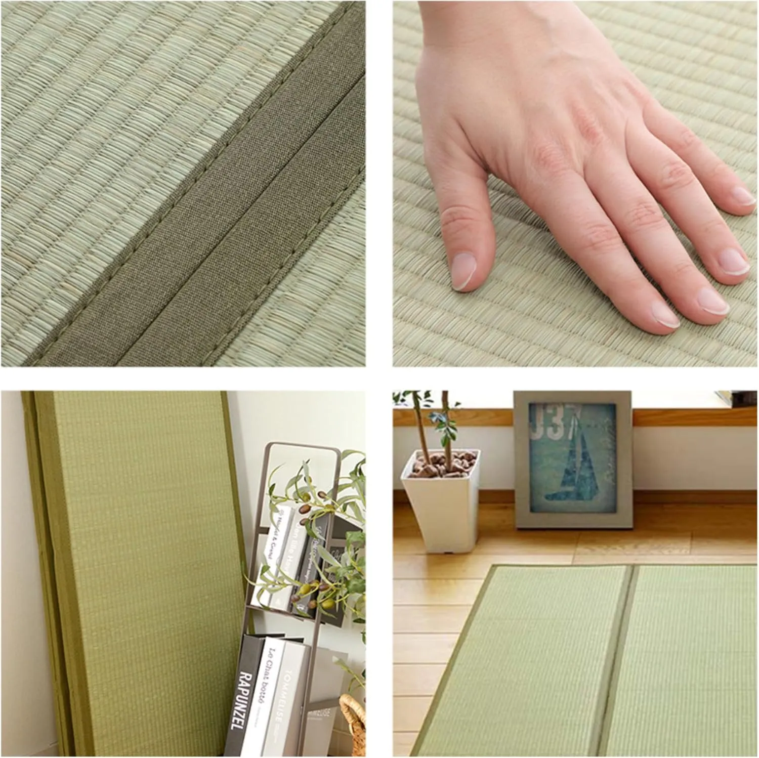 MIINA Japanese Traditional Tatami Mat, Igusa (Rush Grass) Floor Mattress, Futon, 55"x78" (Full, Natural)