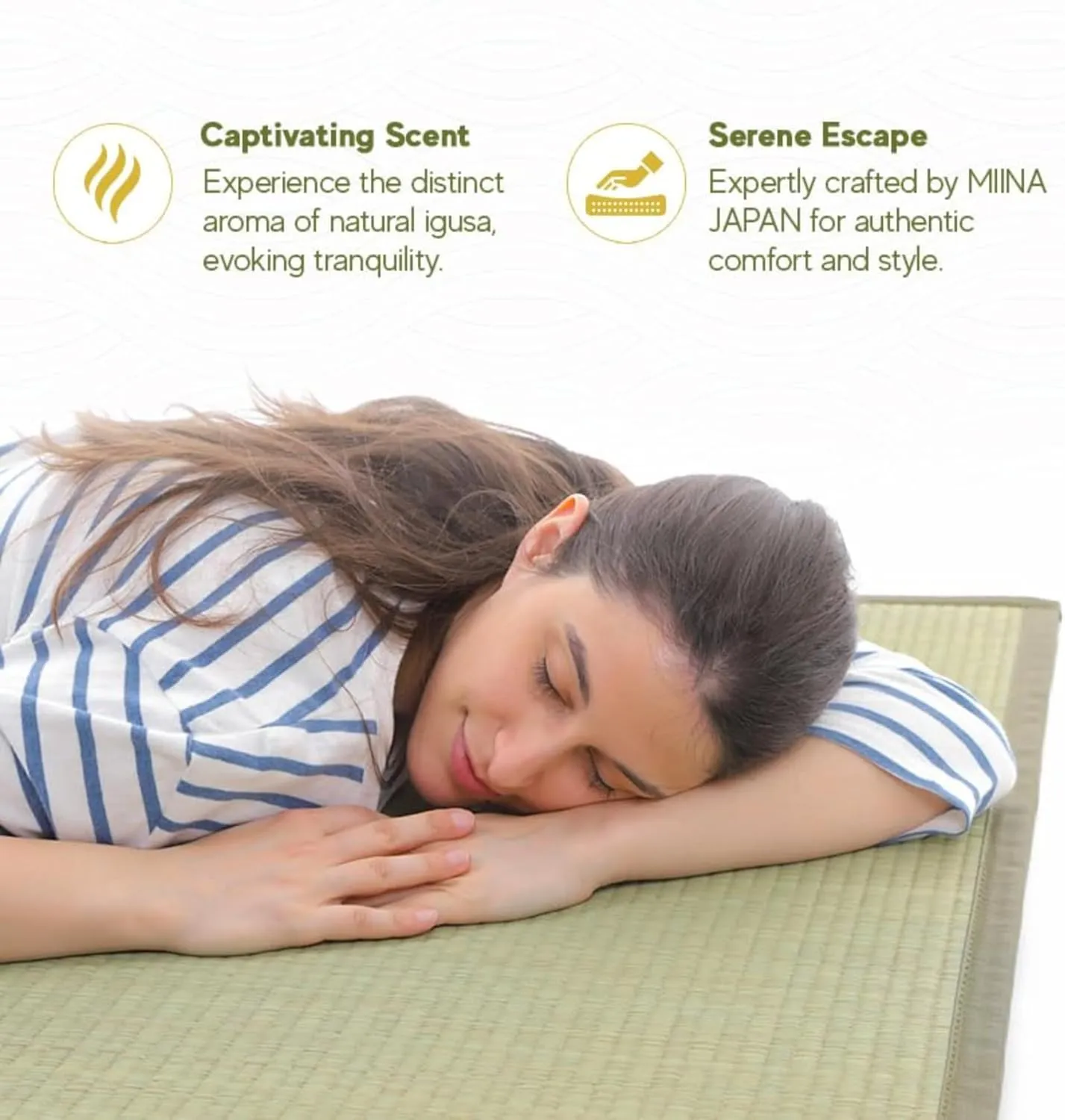 MIINA Japanese Traditional Tatami Mat, Igusa (Rush Grass) Floor Mattress, Futon, 55"x78" (Full, Natural)