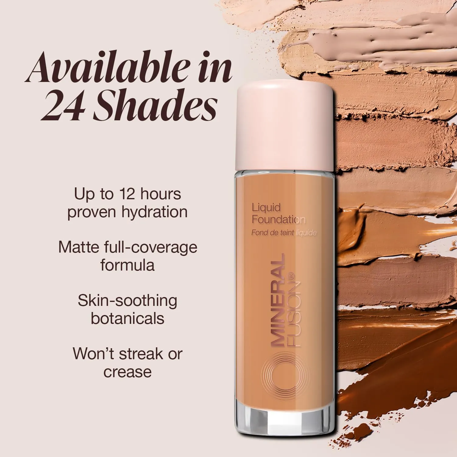 Mineral Fusion Full Coverage Foundation, Liquid Foundation - Cool 2- Light Complexion w/Cool Undertones, Lightweight Matte Finish, Up to 12 Hr Hydration, Hypoallergenic & Vegan, 1 fl. Oz