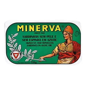 Minerva - Gourmet Canned Skinless and boneless Sardines in olive oil - 4.23oz / 120gr (Pack of 5 cans)