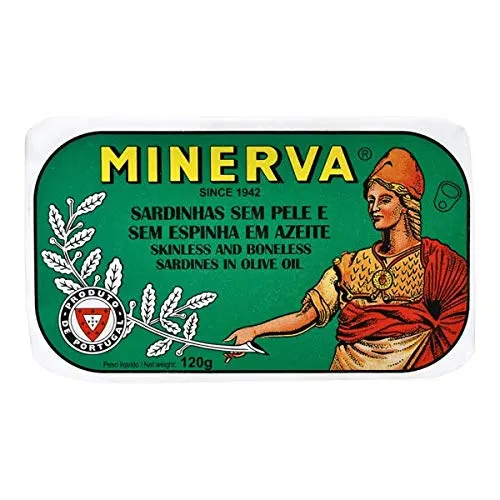 Minerva - Gourmet Canned Skinless and boneless Sardines in olive oil - 4.23oz / 120gr (Pack of 5 cans)