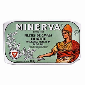Minerva - Gourmet Canned Mackerel fillets in olive oil - 4.23oz / 120gr (Pack of 5 cans)