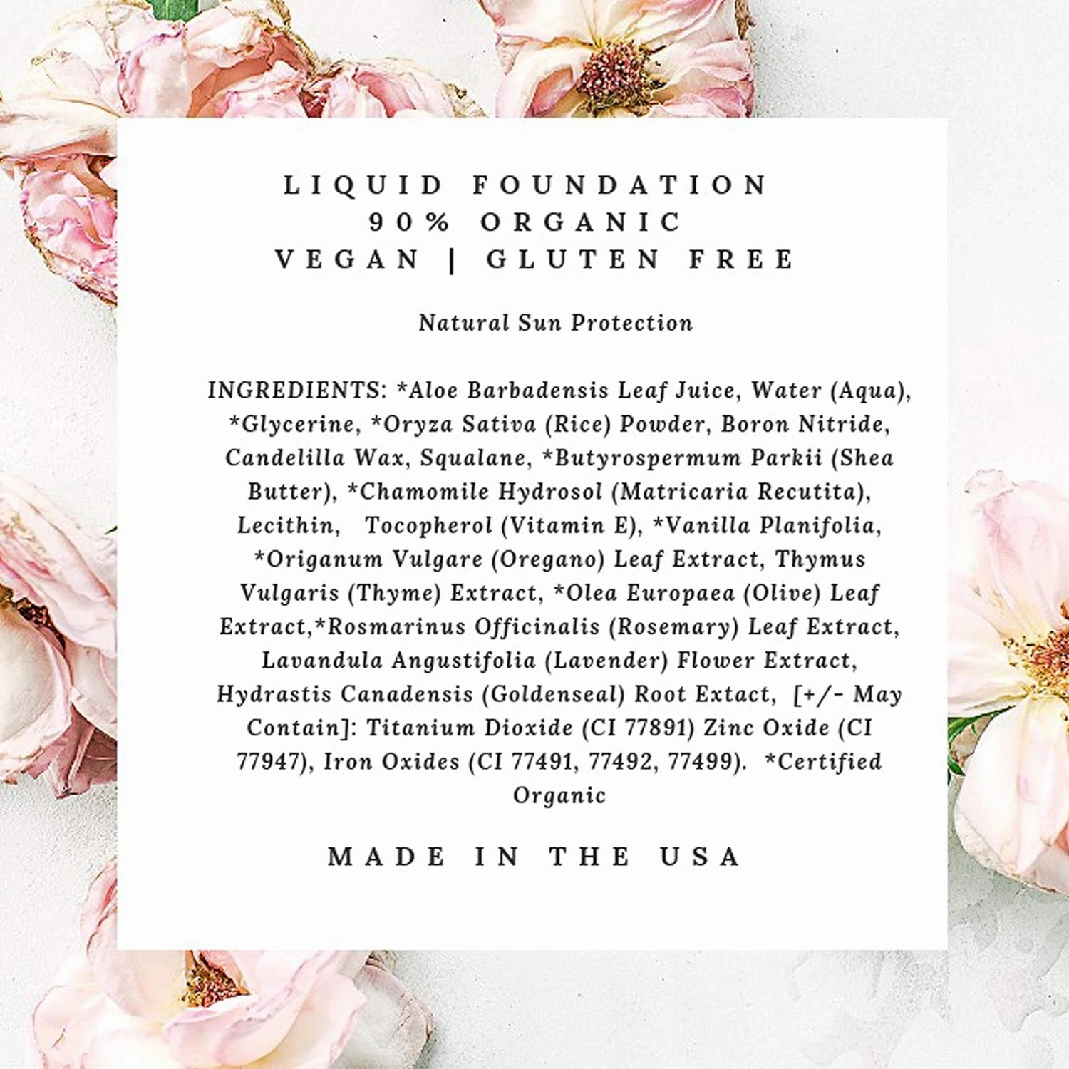 Mom's Secret 100% Natural Foundation, Organic, Vegan, Aloe Based, Natural Sun Protection, Gluten Free, Cruelty Free, Made in the USA, 1FL Oz. (Bisque)