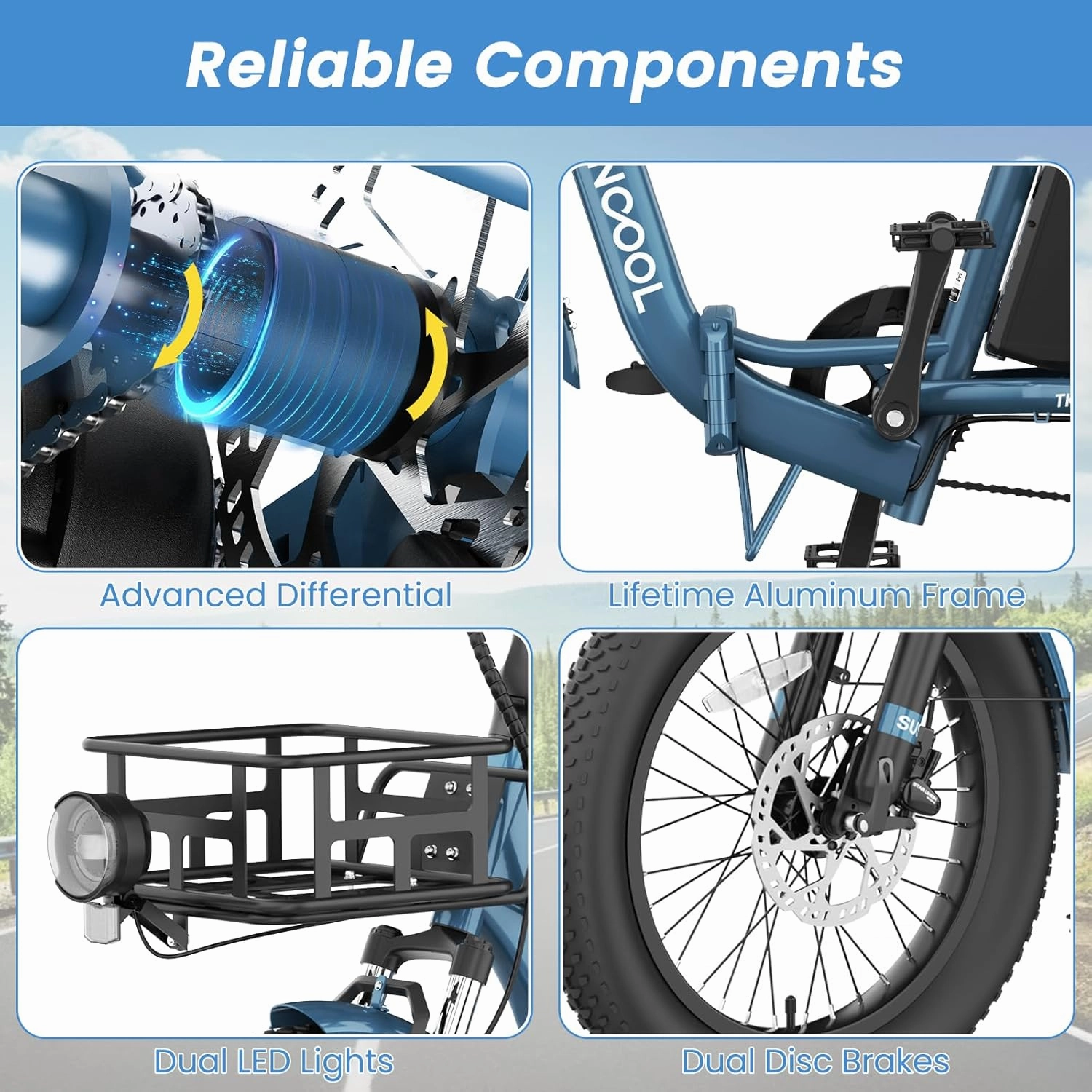 MOONCOOL Electric Trike, Electric Tricycle for Adults, 20" Folding 3 Wheels Electric Bicycle Bikes, 48V 500W/750W Motorized Electric Ebike with Aluminum Frame, Removable Battery and Basket