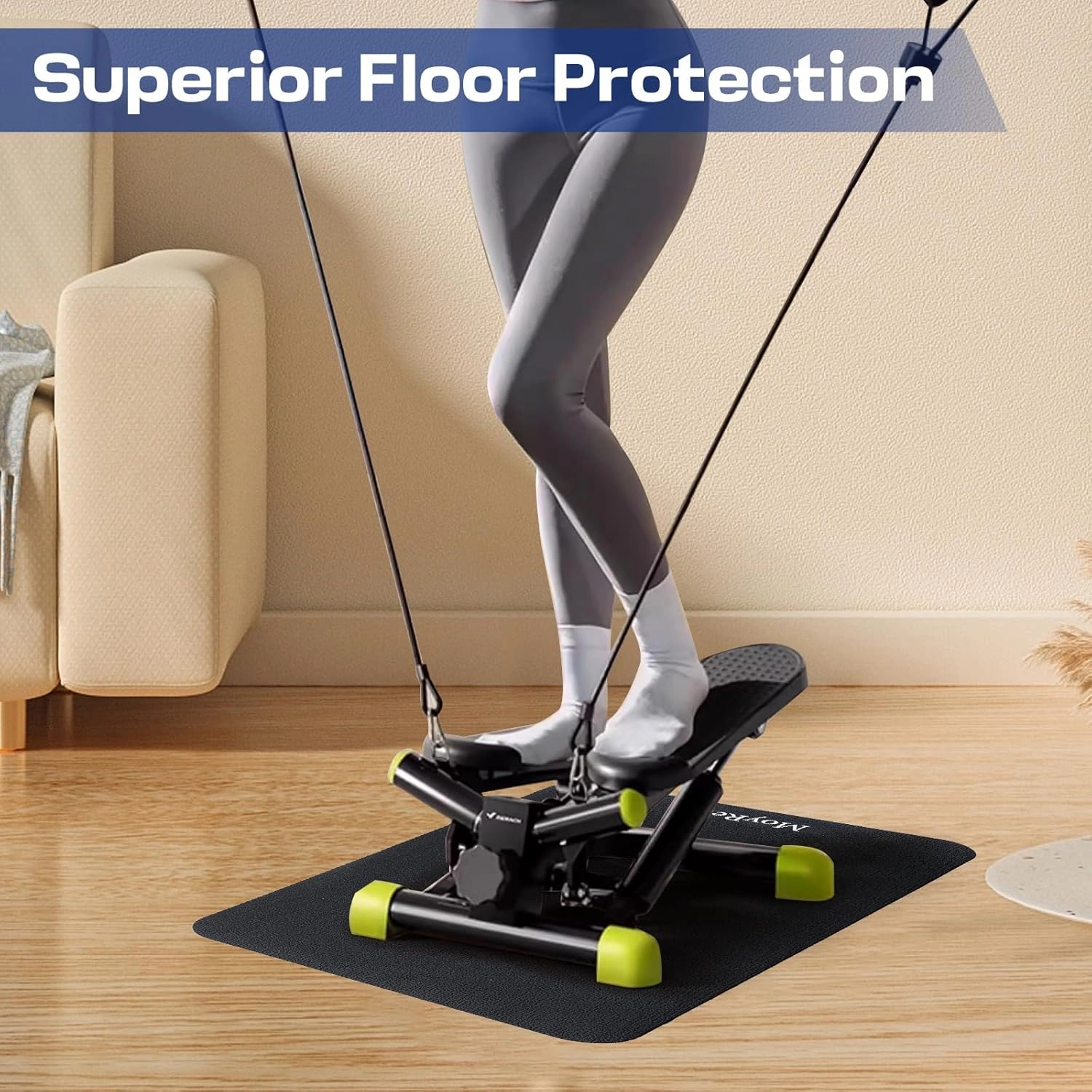 MoyRetty Non-Slip Workout Mat for Under Desk Elliptical(23.6x15.7 inches), Ellipse Leg Exerciser Machine Mat, Suitable for Electric Seated Foot Pedal Exerciser, Stability and Floor Protection