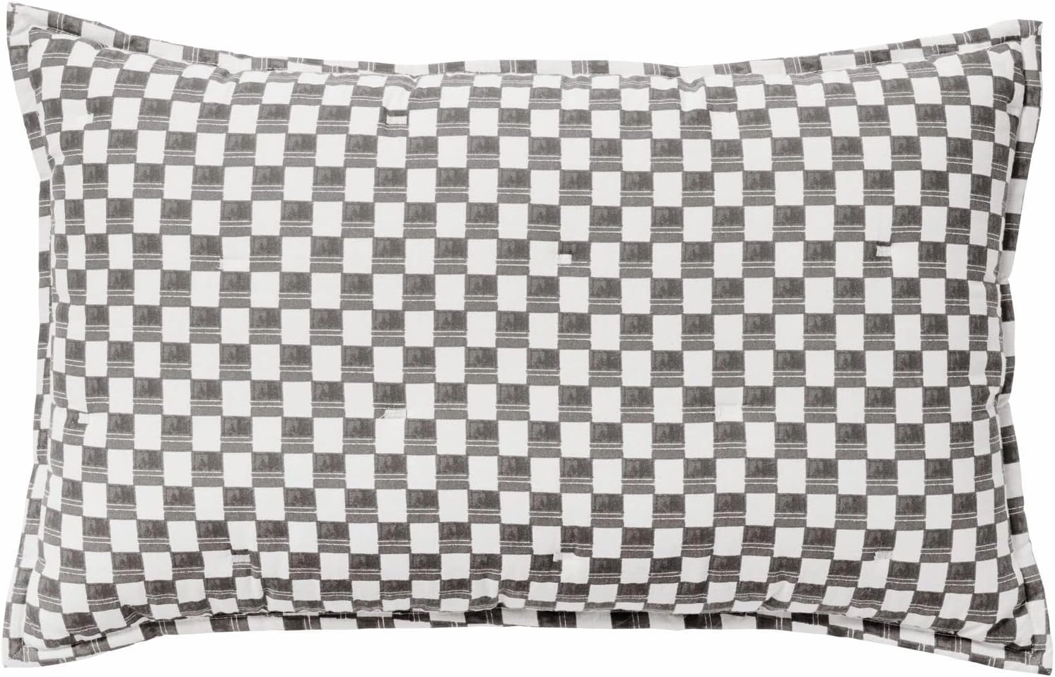 Nate Home by Nate Berkus Drawn Squares Decorative Pillow | Modern Cotton Throw Pillow, Modern Decor for Couch or Bedroom from mDesign - Oblong Size - 14" x24", Charcoal/Parchment