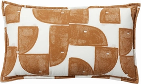 Nate Home by Nate Berkus Printed Shapes Decorative Pillow | Cotton Throw Pillow, Modern Decor for Couch or Bedroom from mDesign - Oblong Size - 14" x24", Bronze/Antique White (Brown/White)