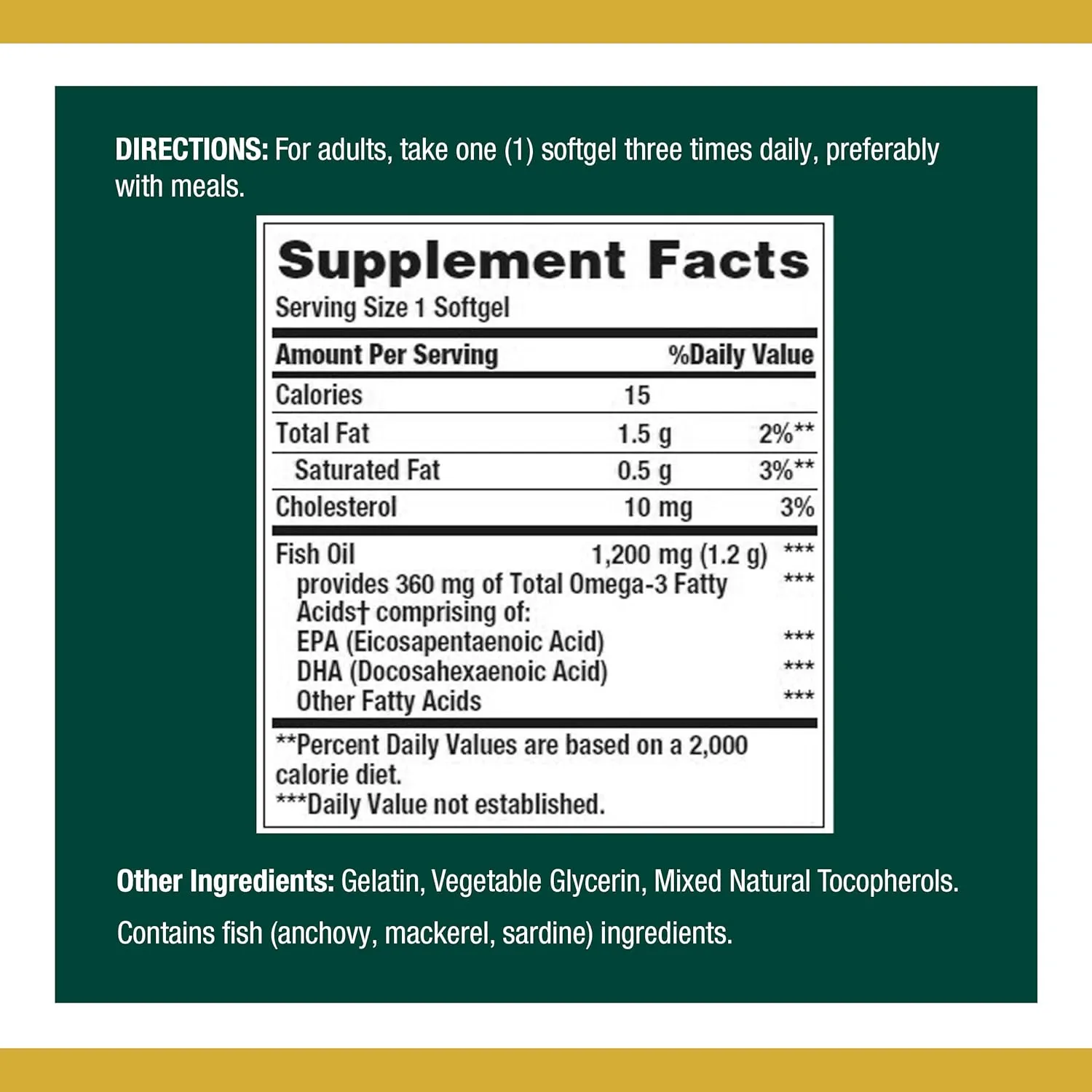 Nature’s Bounty Fish Oil, 1200mg, 360mg of Omega-3, 120 (3 Pack , 360 Total) Softgels 120 Softgels
