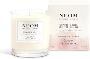 NEOM- Complete Bliss Scented Candle, 1 Wick | Blush Rose, Lime & Black Pepper | Essential Oil Aromatherapy Candle | Scent to De-Stress
