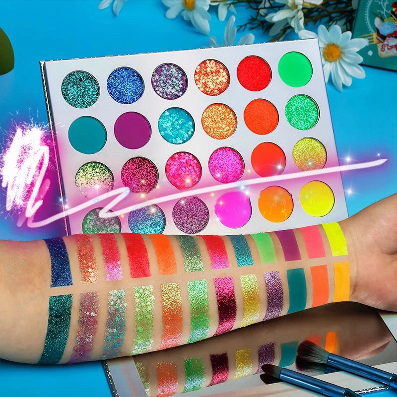 NEON LIGHTS (24PC) *BLACKLIGHT!* Pigment/Glitter Pallete!