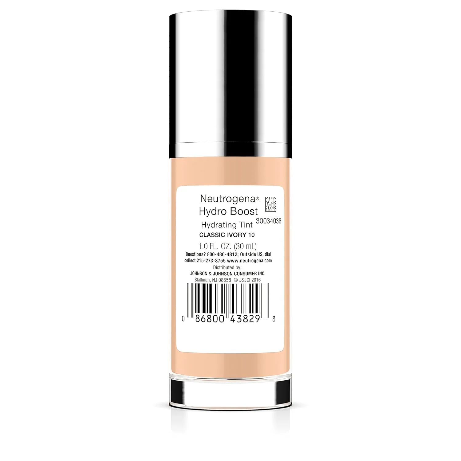 Neutrogena Hydro Boost Hydrating Tint with Hyaluronic Acid, Lightweight Water Gel Formula, Moisturizing, Oil-Free & Non-Comedogenic Liquid Foundation Makeup, 10 Classic Ivory, 1.0 fl. oz