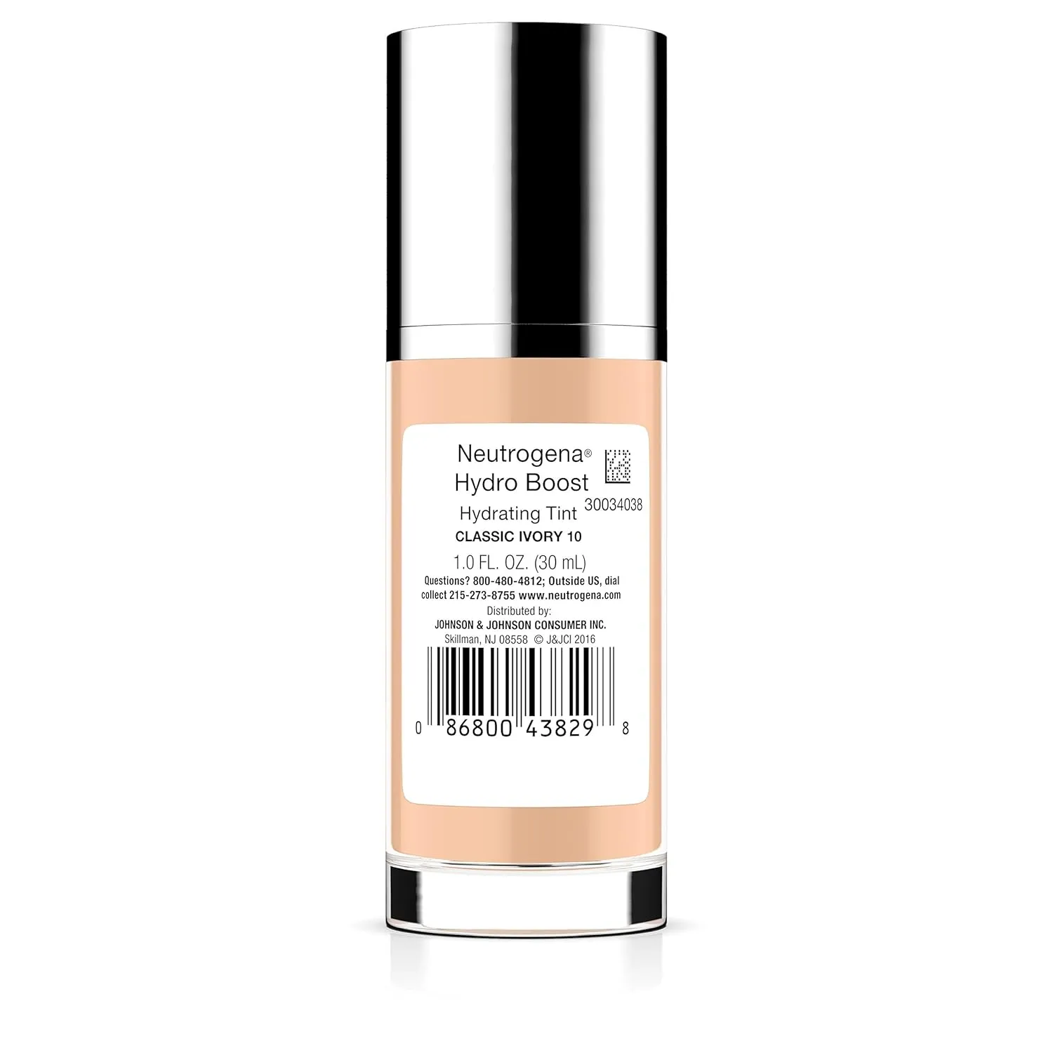 Neutrogena Hydro Boost Hydrating Tint with Hyaluronic Acid, Lightweight Water Gel Formula, Moisturizing, Oil-Free & Non-Comedogenic Liquid Foundation Makeup, 10 Classic Ivory, 1.0 fl. oz